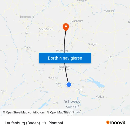 Laufenburg (Baden) to Rinnthal map