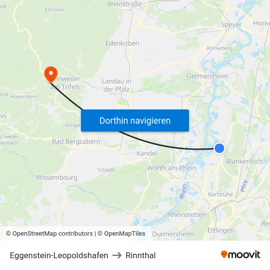 Eggenstein-Leopoldshafen to Rinnthal map