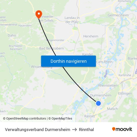 Verwaltungsverband Durmersheim to Rinnthal map