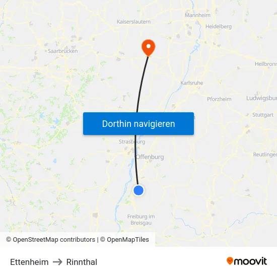 Ettenheim to Rinnthal map