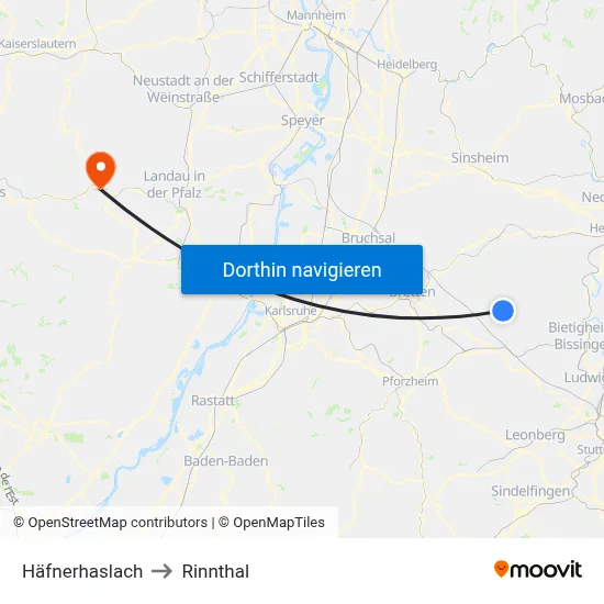 Häfnerhaslach to Rinnthal map
