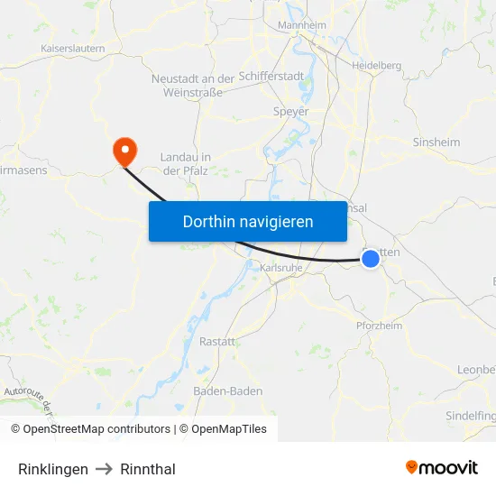 Rinklingen to Rinnthal map