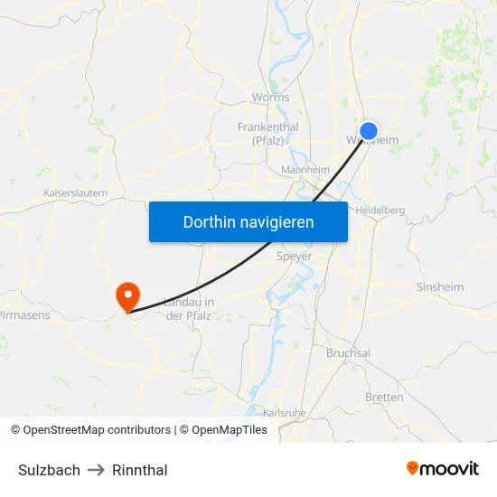 Sulzbach to Rinnthal map