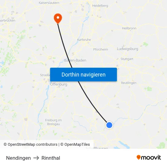 Nendingen to Rinnthal map