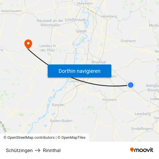 Schützingen to Rinnthal map