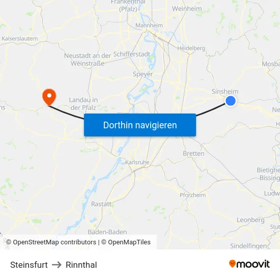 Steinsfurt to Rinnthal map