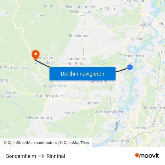 Sondernheim to Rinnthal map