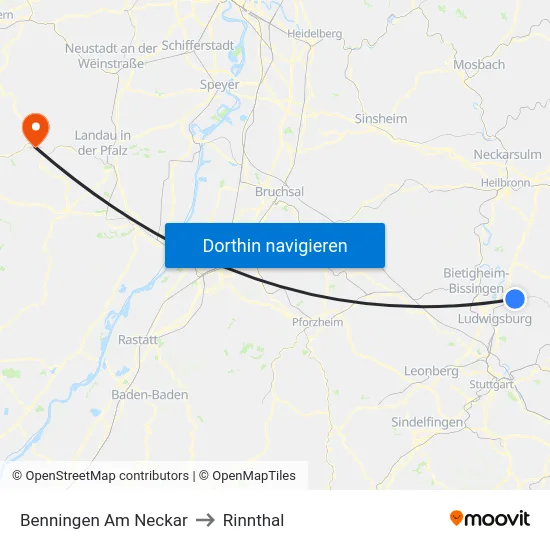 Benningen Am Neckar to Rinnthal map