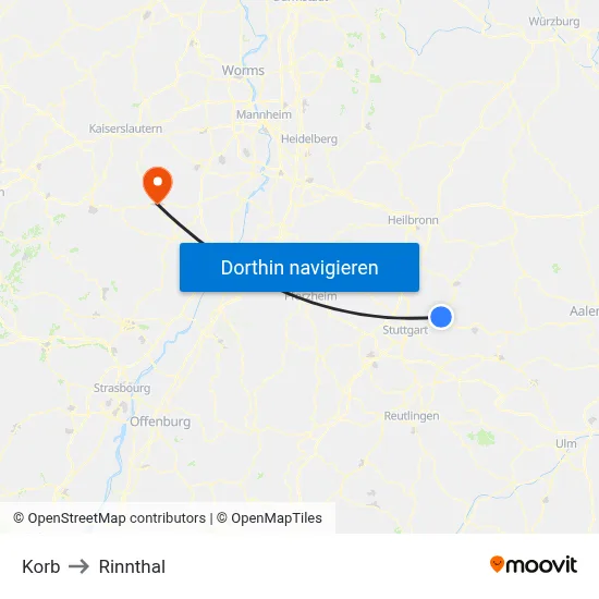 Korb to Rinnthal map