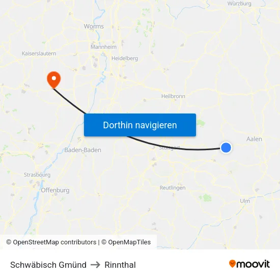 Schwäbisch Gmünd to Rinnthal map