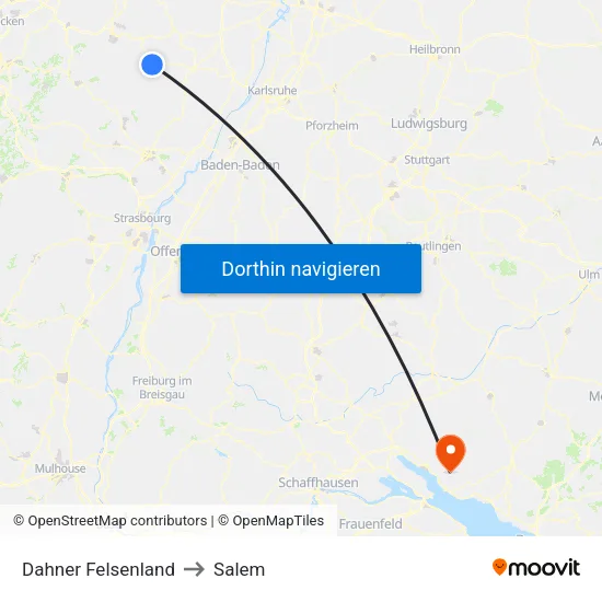 Dahner Felsenland to Salem map