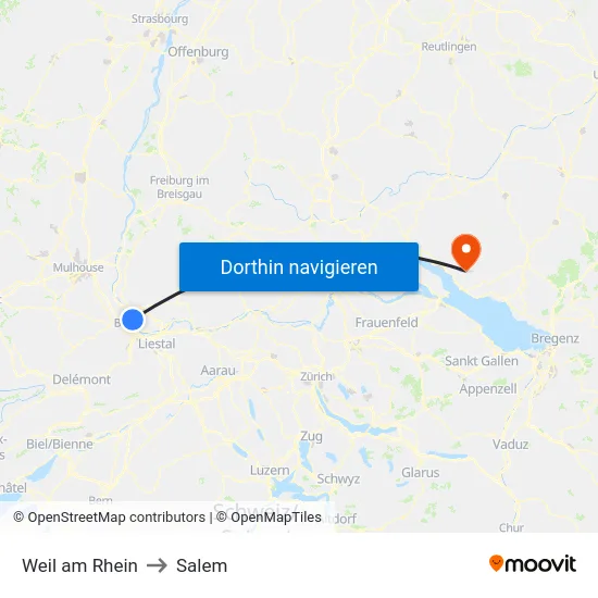 Weil am Rhein to Salem map