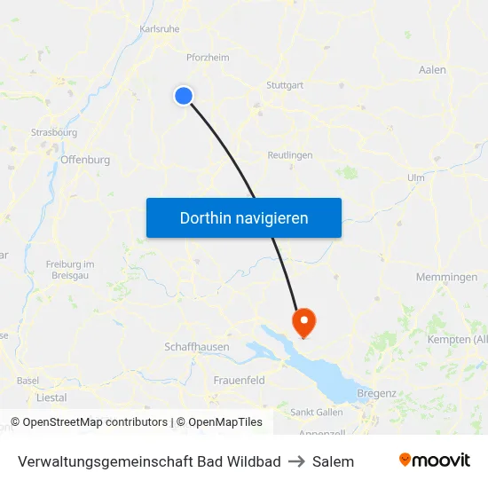 Verwaltungsgemeinschaft Bad Wildbad to Salem map