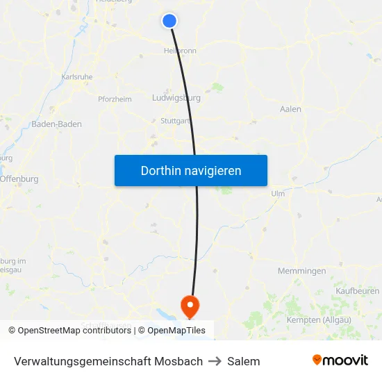 Verwaltungsgemeinschaft Mosbach to Salem map