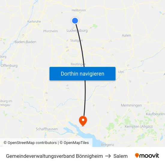 Gemeindeverwaltungsverband Bönnigheim to Salem map