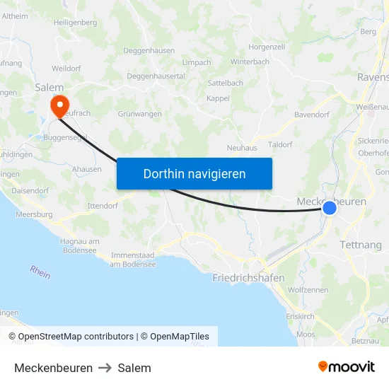 Meckenbeuren to Salem map
