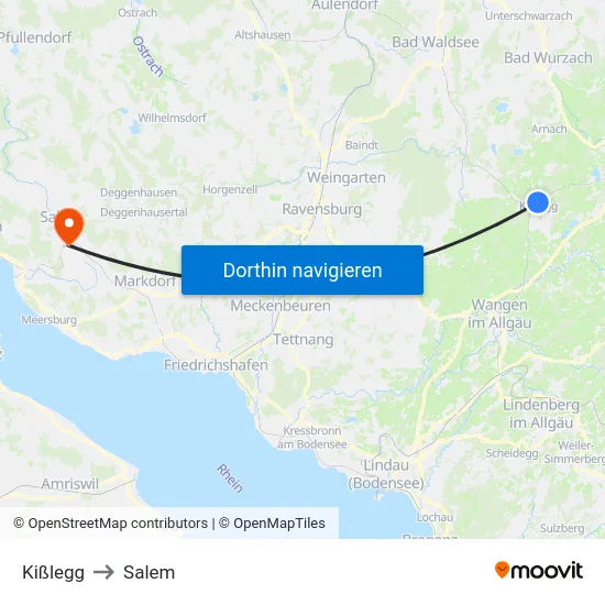 Kißlegg to Salem map