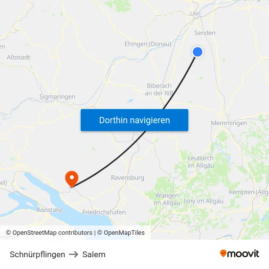 Schnürpflingen to Salem map