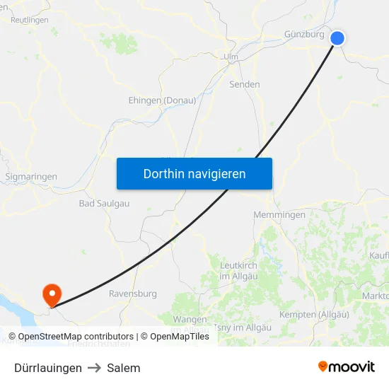 Dürrlauingen to Salem map