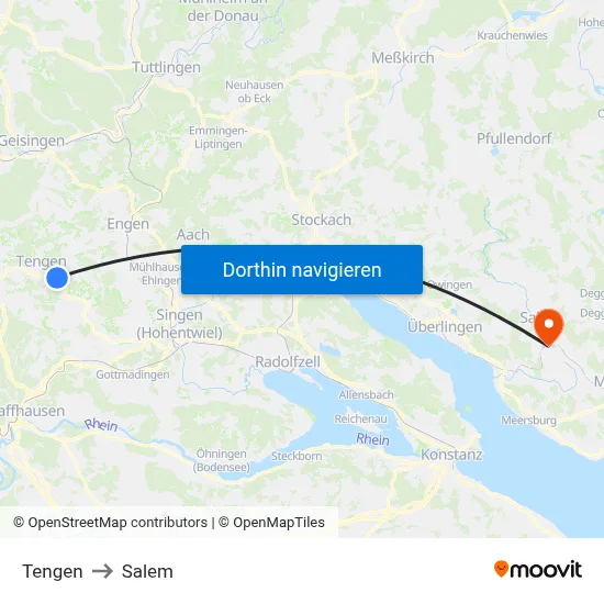 Tengen to Salem map