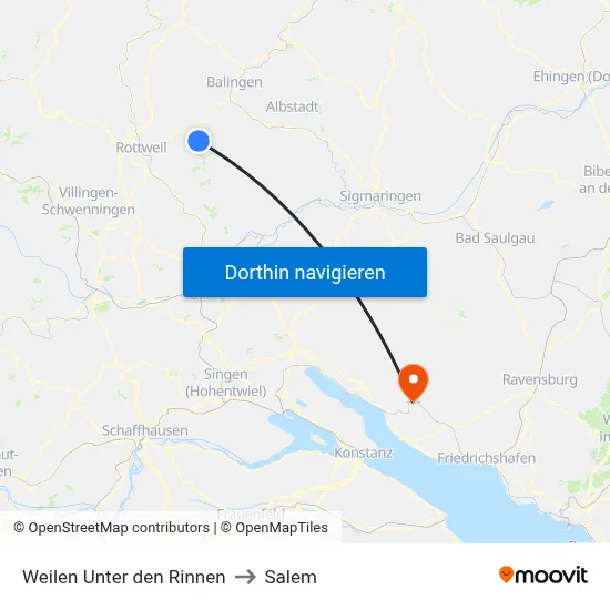 Weilen Unter den Rinnen to Salem map