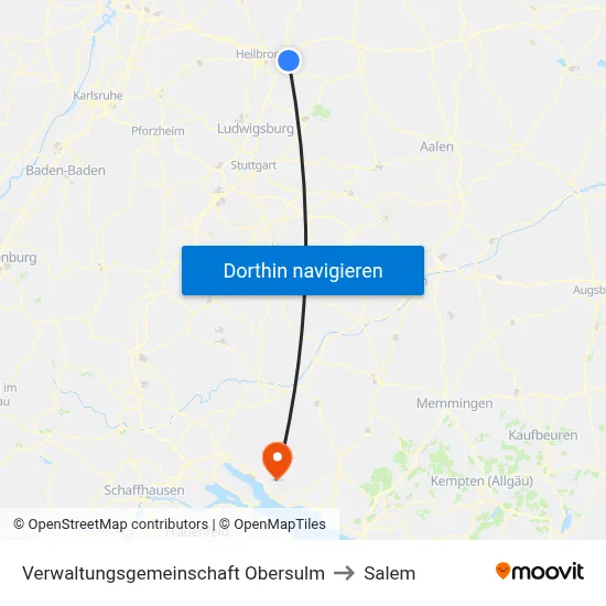 Verwaltungsgemeinschaft Obersulm to Salem map