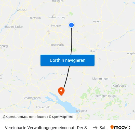 Vereinbarte Verwaltungsgemeinschaft Der Stadt Schorndorf to Salem map