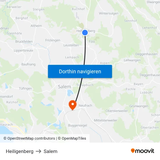 Heiligenberg to Salem map