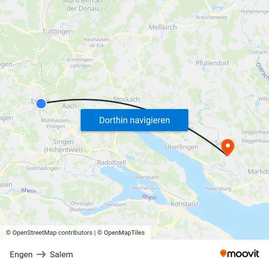 Engen to Salem map