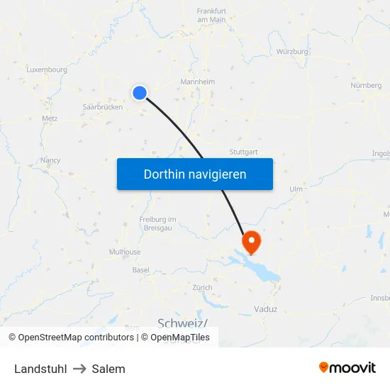 Landstuhl to Salem map
