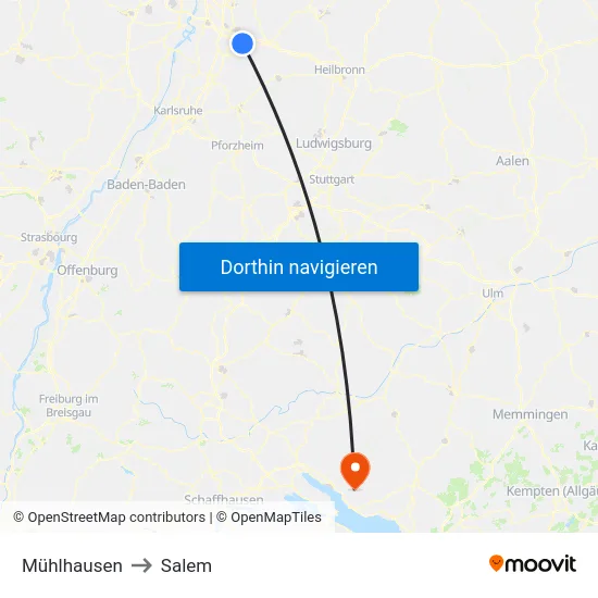 Mühlhausen to Salem map