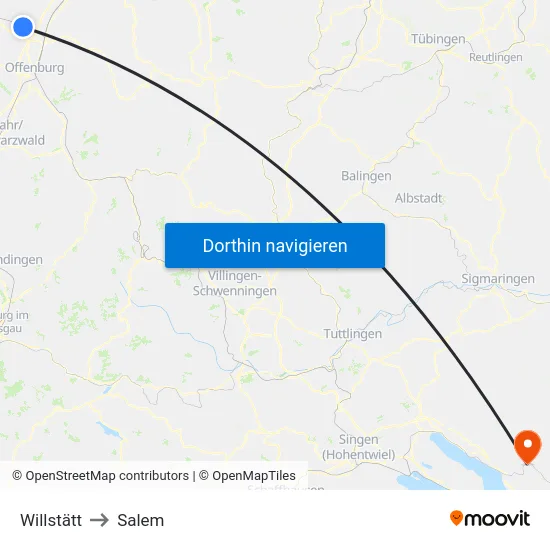 Willstätt to Salem map