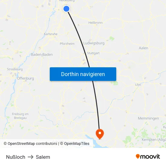 Nußloch to Salem map