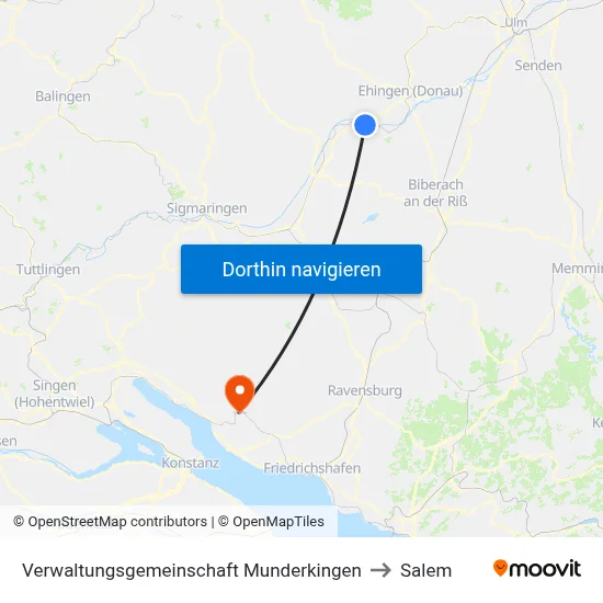 Verwaltungsgemeinschaft Munderkingen to Salem map