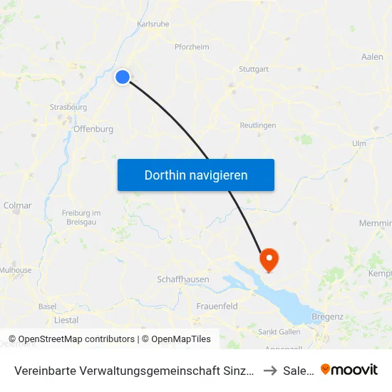 Vereinbarte Verwaltungsgemeinschaft Sinzheim to Salem map