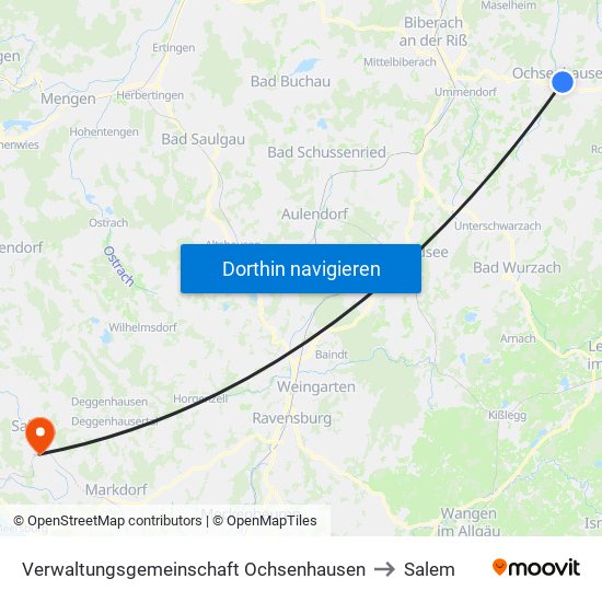 Verwaltungsgemeinschaft Ochsenhausen to Salem map