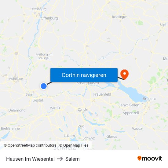 Hausen Im Wiesental to Salem map