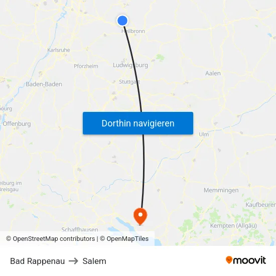 Bad Rappenau to Salem map