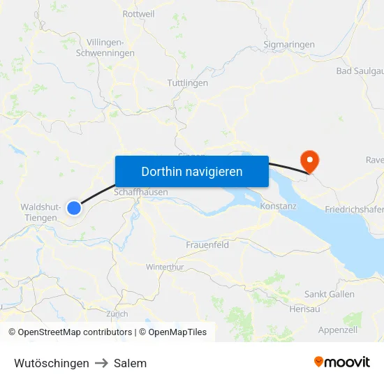 Wutöschingen to Salem map
