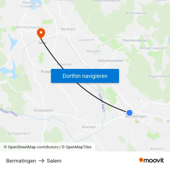 Bermatingen to Salem map