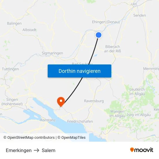 Emerkingen to Salem map