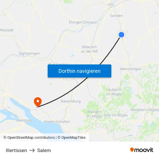 Illertissen to Salem map
