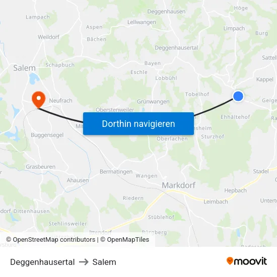 Deggenhausertal to Salem map