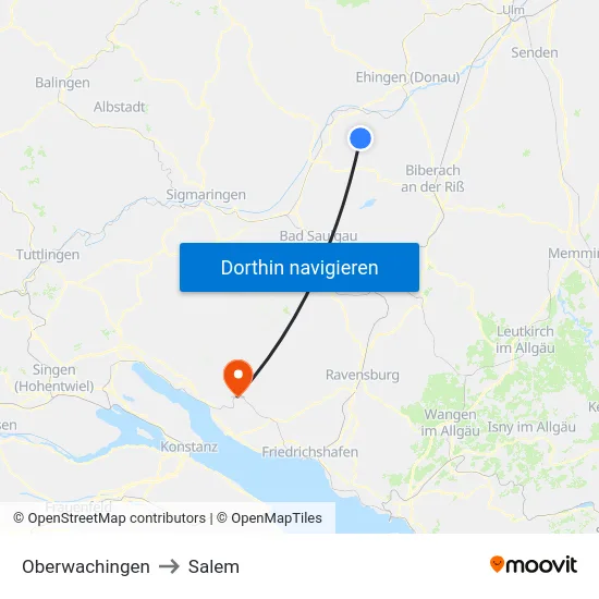 Oberwachingen to Salem map