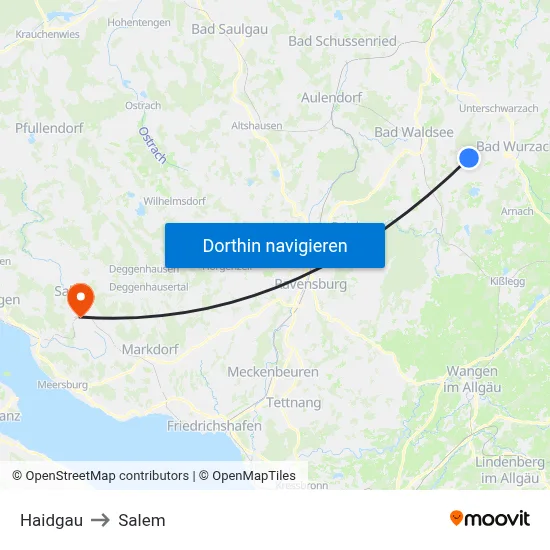 Haidgau to Salem map