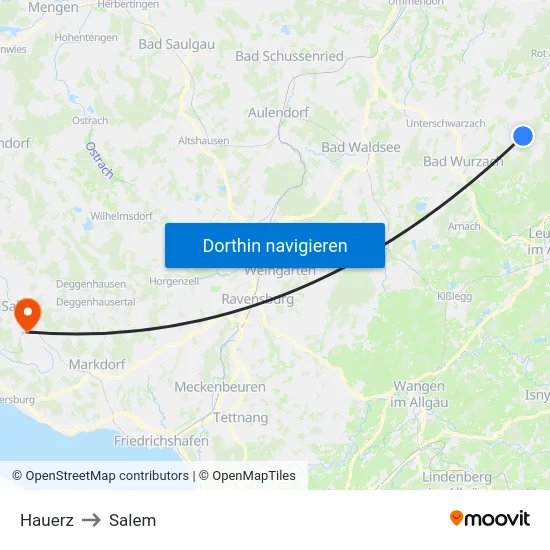 Hauerz to Salem map