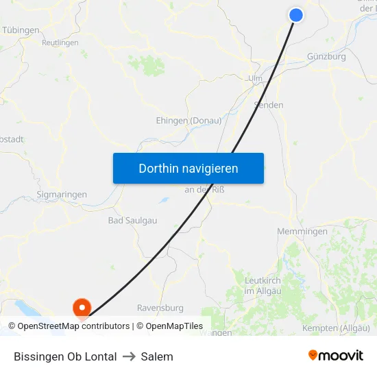 Bissingen Ob Lontal to Salem map