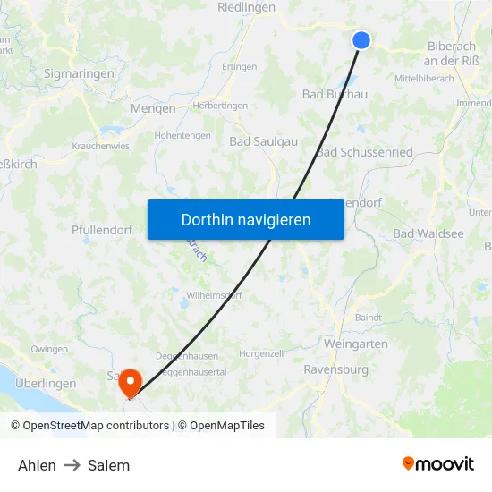 Ahlen to Salem map