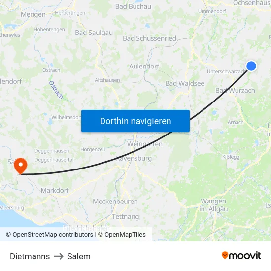Dietmanns to Salem map