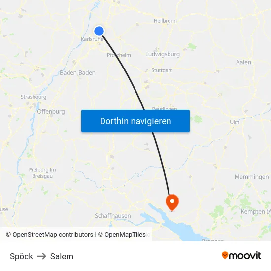 Spöck to Salem map